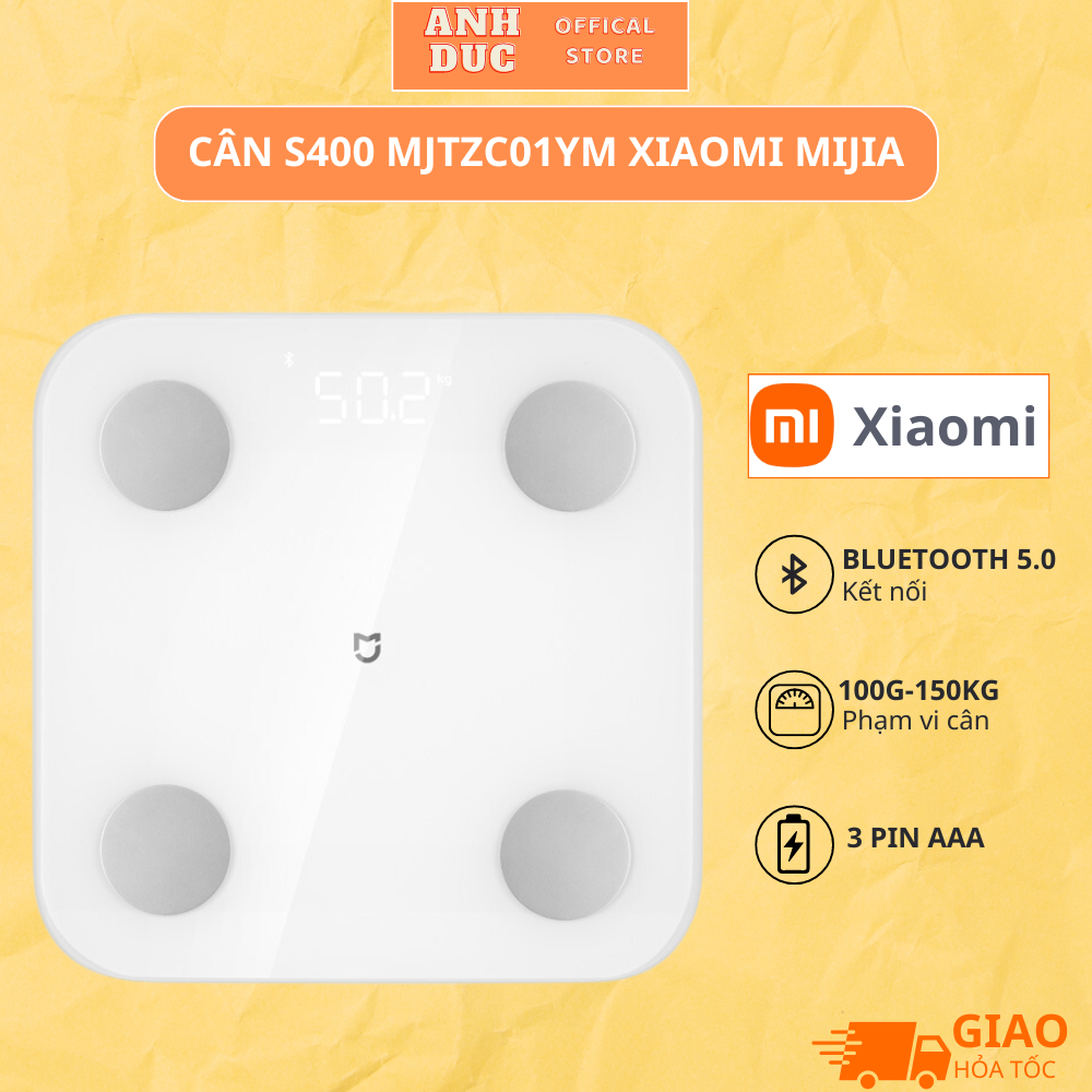 Cân Sức Khỏe Điện Tử Thông Minh Xiaomi Mijia S400 ,Mặt Kính Cường Lực Chịu Lực,Đo 25 Chỉ Số Cơ Thể,Kết Nối Bluetooth 5.0