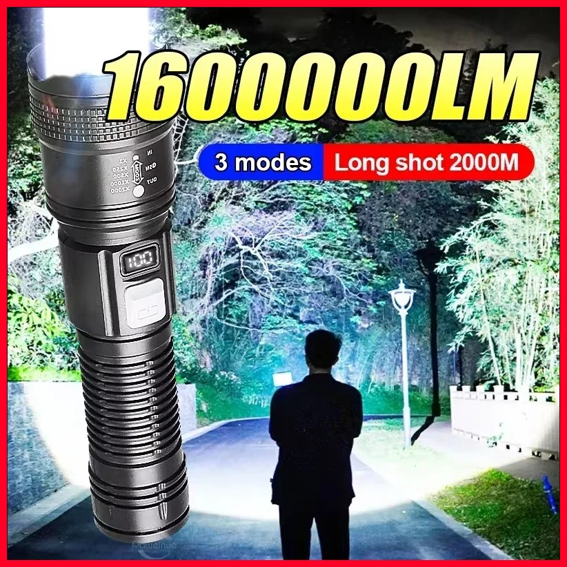 【HOT FLASHLIGHT 635】 1600000 LM Super Bright Flashlight USB Rechargeable LED Long Range Torch Outdoor Waterproof Camping Fishing Lantern