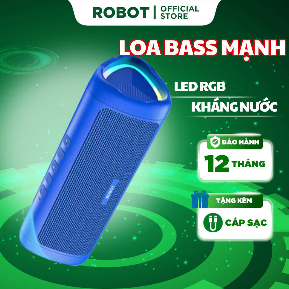 Loa Bluetooth 5.3 Robot RB525 Bass Mạnh 10W Đèn Led RGB Kháng Nước Pin Trâu - Chính Hãng
