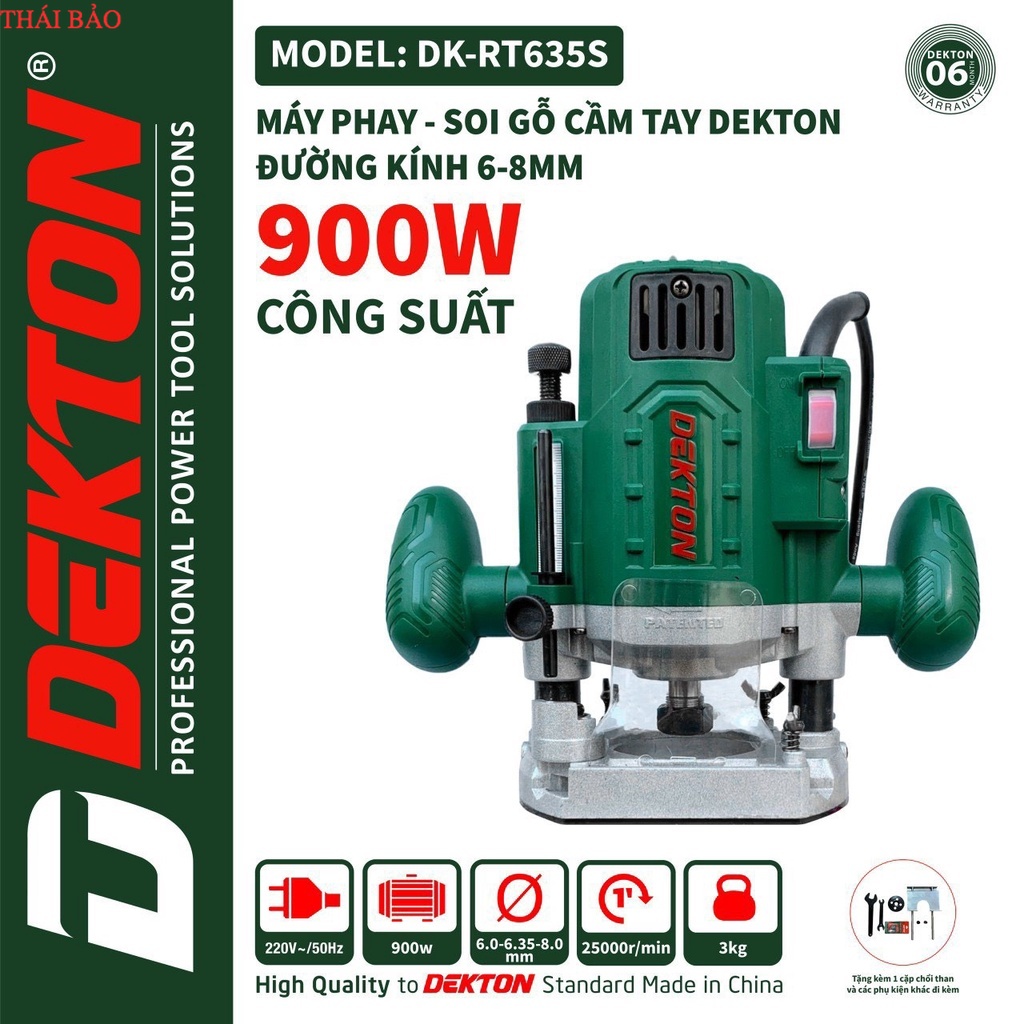 Máy phay gỗ DEKTON RT635S, Công suất 900W, 100% dây đồng máy xây dựng thái bảo