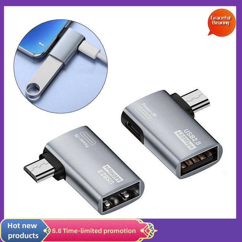 Graceful OTG Cable Adapter 4K 90 Degree Left Angle Powered Micro USB To USB OTG Adapter For TV Tablet Fire TV Stick 4K