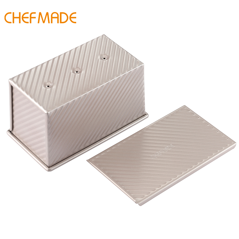 CHEFMADE Toast Mold Baking Tool 450g Toast Box Sliding Cover Corrugated