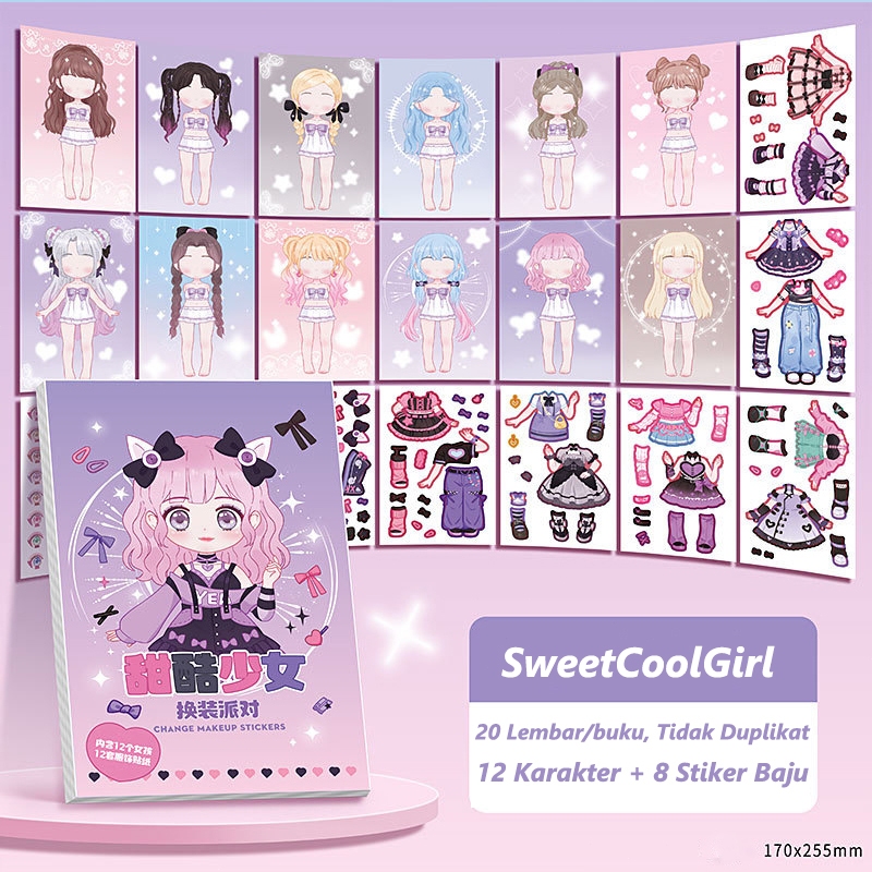 BETTIE Mainan Edukasi Stiker DIY Buku Stiker Change Make up Sticker Quiet Book Buku Aktivita