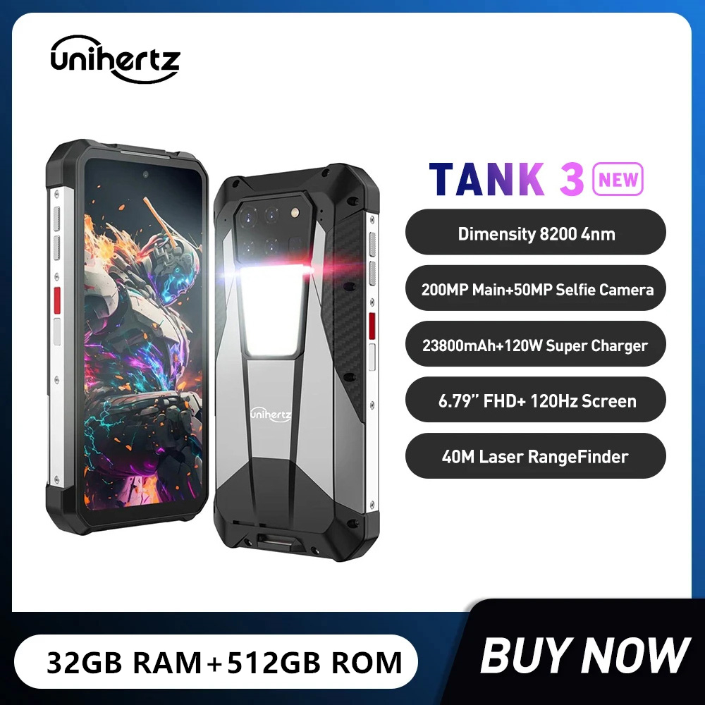 Unihertz 8849 Tank 3 Rugged 5G Smartphones Octa Core 32GB+512GB 6.79Inch Android 13 Mobile Phone 200MP 23800mAh 120W Fast Charge
