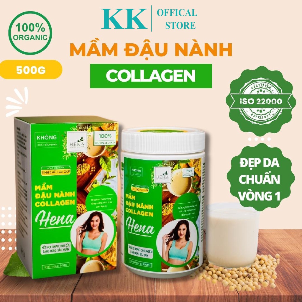 Mầm Đậu Nành Nguyên Xơ Tinh Chế Hena 500G Đạt Chuẩn Iso 22000:2018 Giúp Tăng Vòng 1, Bột Mầm Đậu Nàn