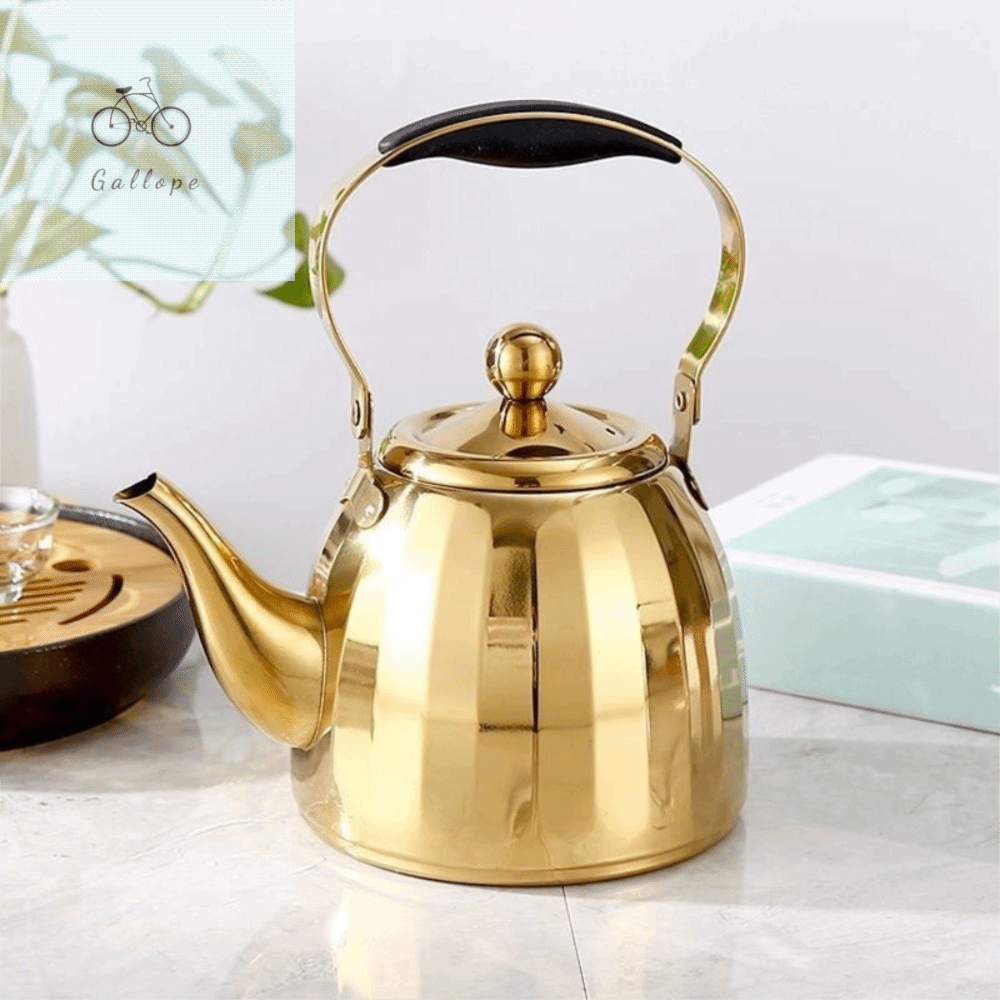 GALLOPE 1/1,5/2L Ấm trà nhà hàng Bộ lọc có thể tháo rời Thép không gỉ Nồi nước sôi Bền bỉ Đã phản chiếu Ấm đun nước Khách sạn