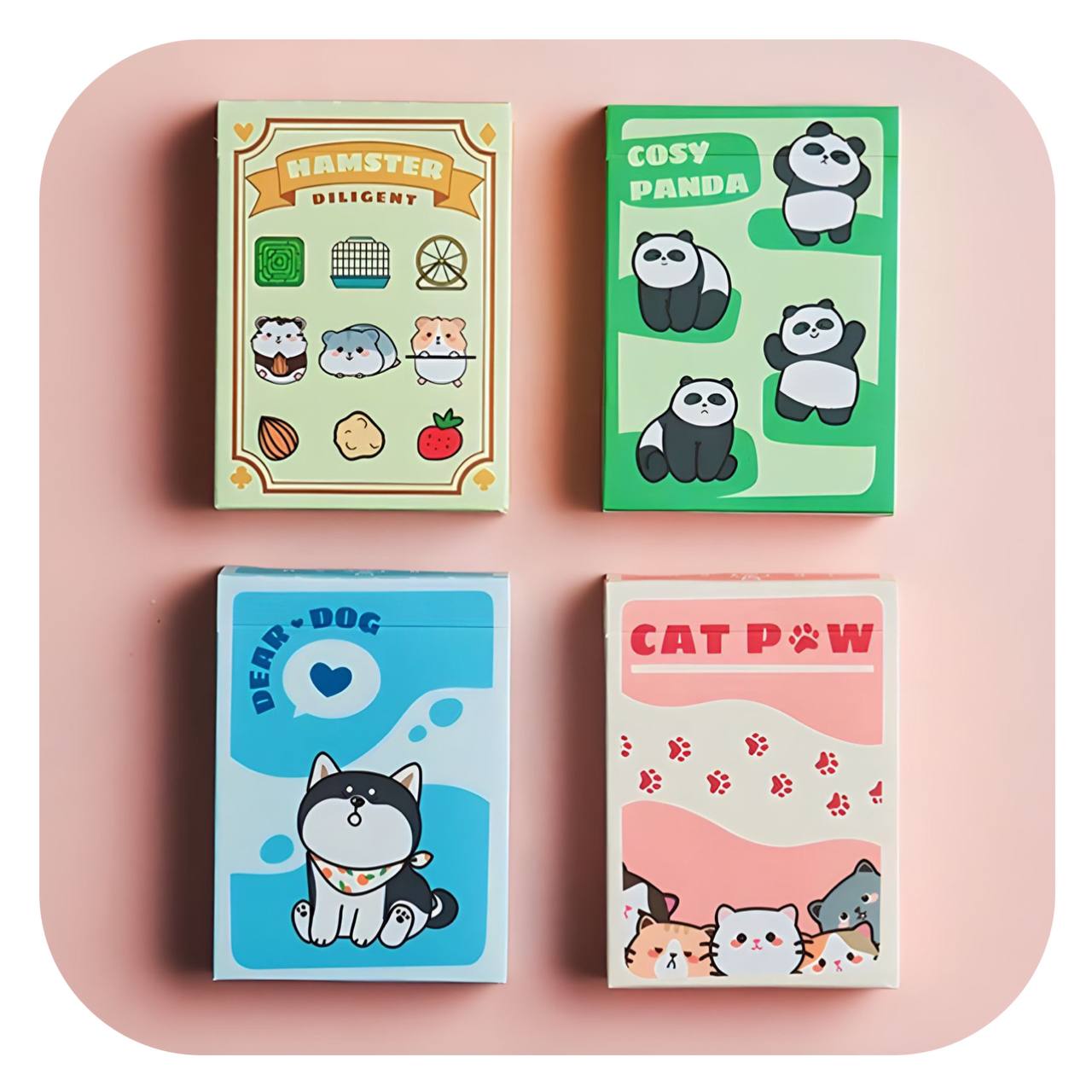 Bộ Bài Tây Hoạt Hình Gấu Trúc & Husky | Thẻ Bài Sưu Tầm Trưng Bày