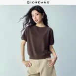 GIORDANO Women T-Shirts 100% Cotton Short Dolman Sleeve Sweat Tee Crewneck Simple Basic Fashion Casual Short Tshirts 05325393