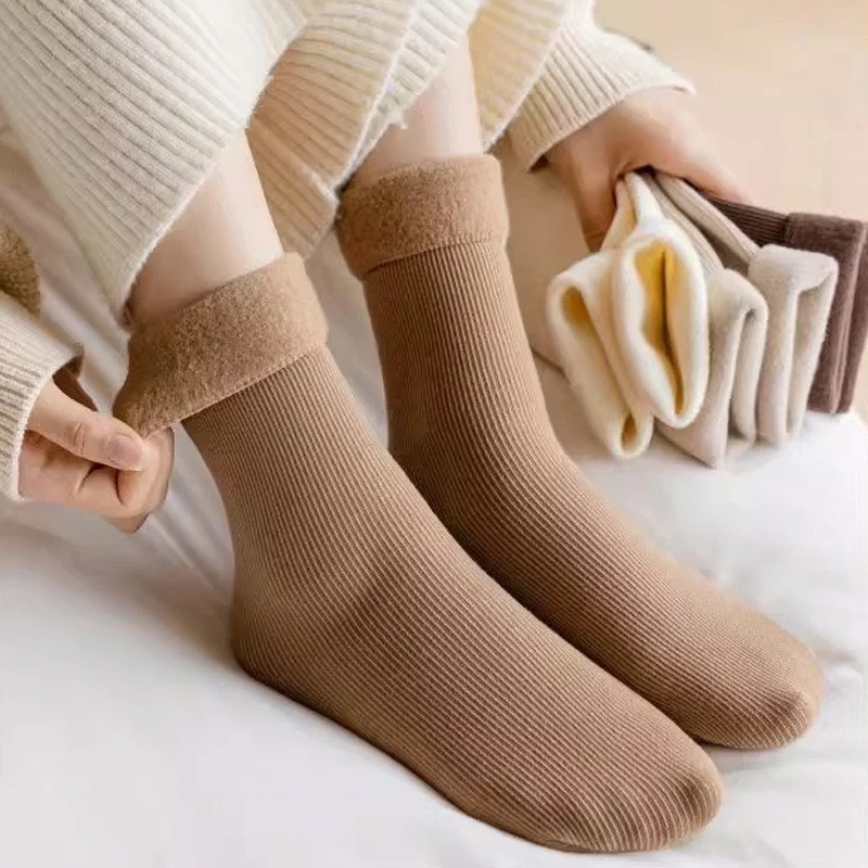 Combo 10 Đôi Tất Vớ Cotton Lót Lông Nỉ Giữ Nhiệt Cao Cổ Siêu Ấm Màu Pastel Cho Nữ