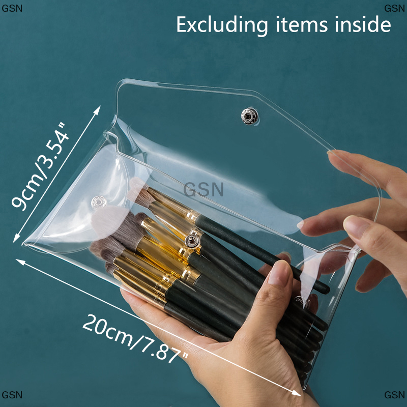 GSN PVC trong suốt trang điểm bàn chải lưu trữ túi xách tay mini du lịch nút đồng xu Ví phụ kiện không thấm nước trang điểm bàn chải túi 1PC
