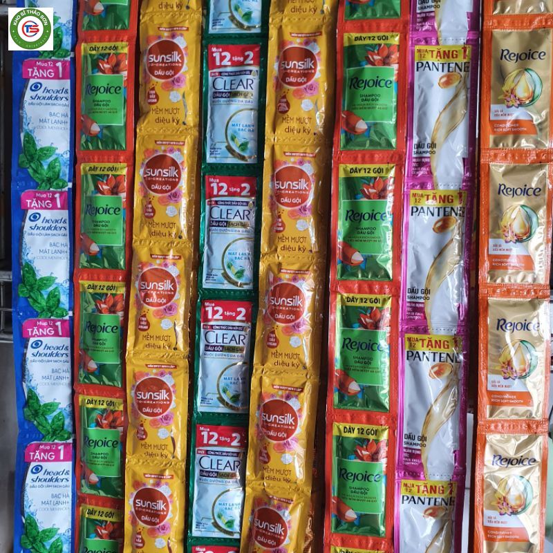  Sỉ 72 gói dầu gội dây đủ loại Clear Dove Sunsilk Rejoice Romano Xmen...mềm mượt  6 dây 1 dây 12 gói  