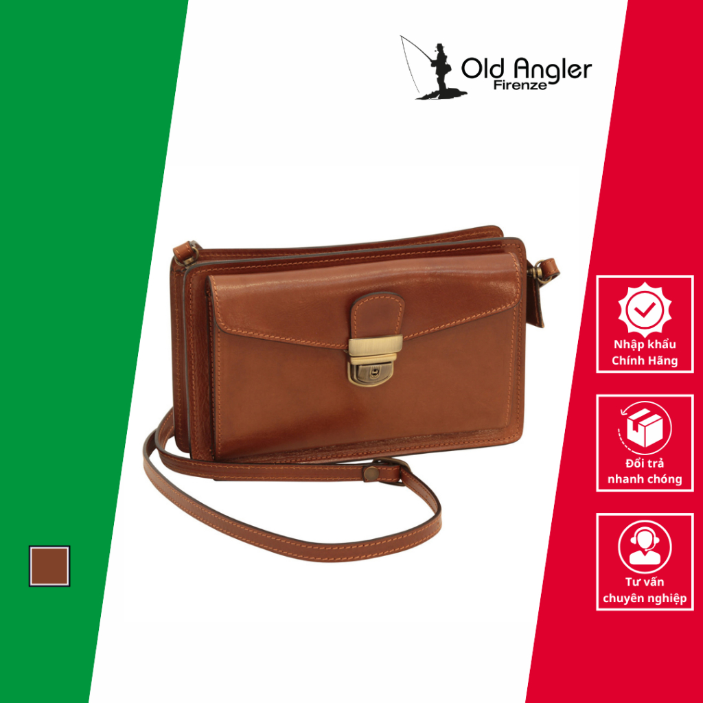 Brown Genuine Leather Crossbody Bag - Old Angler - Handmade in Italy_007893Ma