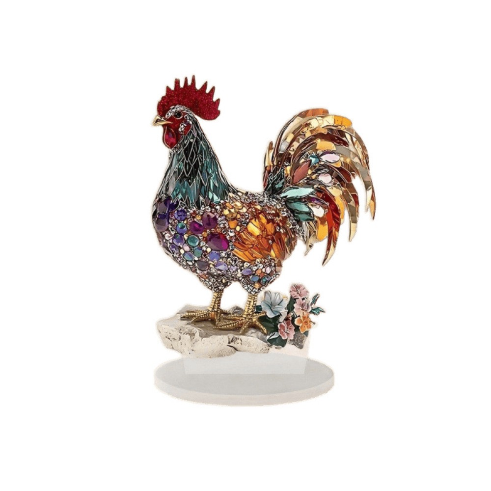 NCNC 2D Flat Rooster Ornament Acrylic Creative Miniatures Figurine Sculpture Crafts Exquisite Animal Statue Ornament Cabinet