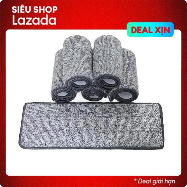 Bộ 4 miếng bông lau nhà hình chữ nhật 32x12 cm dùng thay thế cho cây lau nhà tự vắt, bộ lau nhà thông minh 360