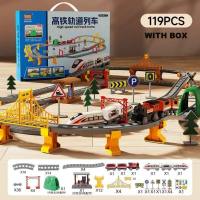 LUZMAR 7 Kiểu Tàu điện trẻ em có đường ray Quà sinh nhật cho bé có hộp Bộ đồ chơi xe lửa Chất lượng cao Nhựa Đồ chơi tàu cao tốc giáo dục