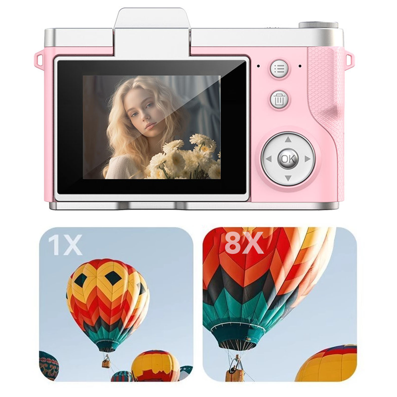 48mp máy ảnh kỹ thuật số 8X Zoom 1080P máy ảnh không gương với 2.4inch Màn hình lật được xây dựng trong tự động lấy nét flash cho phát trực tiếp đi du lịch