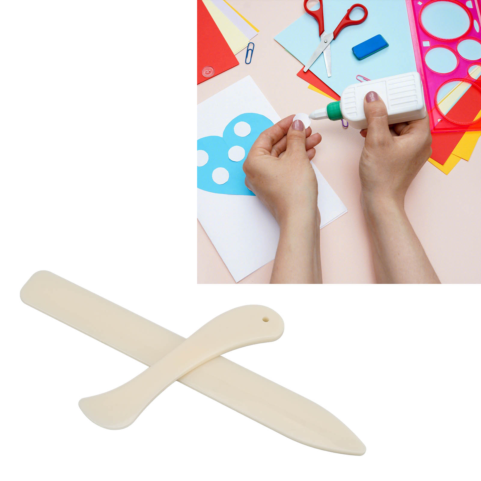Dụng cụ tạo nếp thiết lập 2 Piece giấy nhựa creaser da đánh bóng công cụ cho bookbinding thẻ làm scrapbooking không dính chấm điểm dụng cụ thủ công