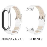 For MI Band 9 10 8 7 6 5 Leather Straps Wrist Band Watchband for Xiaomi Smart Band 8 Bracelet Replacement Watch Strap Accessories