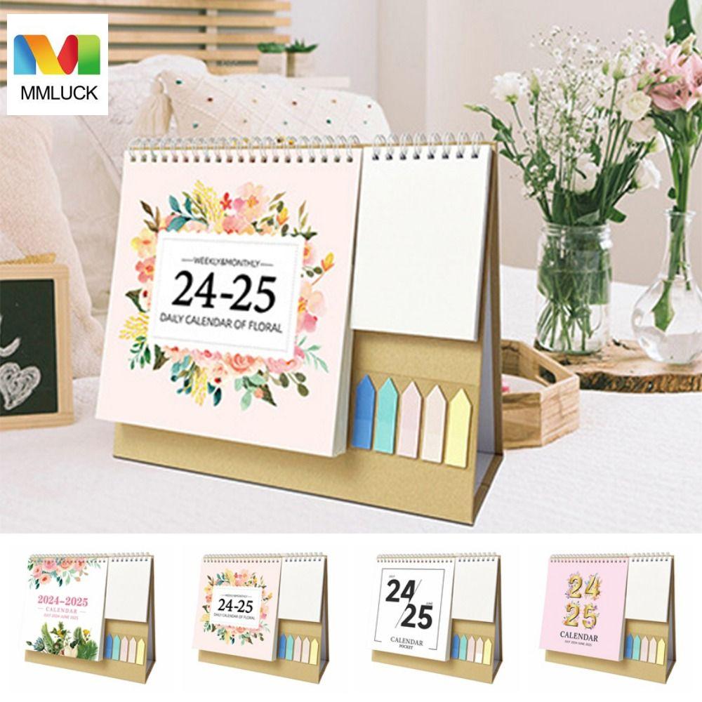 MMLUCK lịch để bàn 2025 calendar lịch treo tường Sáng Tạo Lịch Để Bàn Tiếng Anh 2024-2025 Đơn giản Lịch lật đứng Công cụ thời gian Để làm danh sách Sổ kế hoạch chương trình nghị sự Trang trí nhà cửa