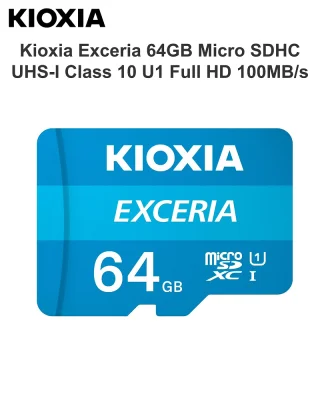 Kioxia Exceria 64GB Micro SDHC UHS-I Class 10 U1 Full HD 100MB/s by TOSHIBA