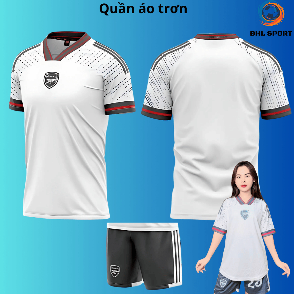 (Vải thun mè) Áo bóng đá CLB Arsenal trắng đỏ đen 2024/2025 áo bóng đá in tên số theo yêu cầu ĐHL SP