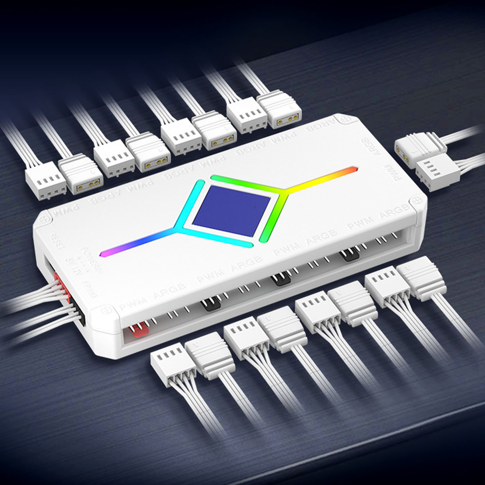 Garosa Bộ điều khiển trung tâm quạt EBTOOLS ARGB Bộ điều khiển trung tâm 18 cổng với 9 giao diện RGB 4PIN và 9 giao diện ARGB 3PIN Cáp nguồn thiết kế từ tính cho quạt vỏ PC (Màu trắng) Giá 188,000 Đồng*Miễn phí vận chuyển