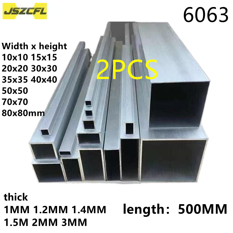 2pc 6063 Aluminum Square Pipe 10-80mm Thick 1mm/1.2mm/1.4mm/2mm/3mm Rectangular Aluminum Tube Profile For Decoration Length 500m Fashion Jewellery DIY ราคา 632 บาท*ส่งฟรี