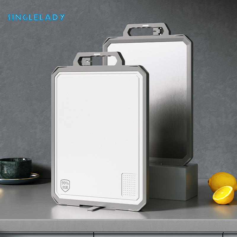 Room food grade double-sided cutting board 304 stainless steel anti-bacterial sharpener anvil large fruit cutting board ราคา 353 บาท*ส่งฟรี