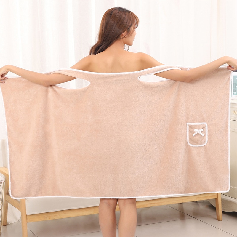 Womens khăn tắm cô gái mặc 130*80cm nhanh khô tắm Spa bãi biển Áo choàng tắm dày thấm nước mềm khăn tập gym