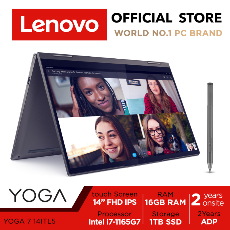 Lenovo Yoga 7i 14ITL5| 82BH003QSB | 14inch 300nits Glossy, 72% NTSC | i7-1165G7 | 16GB RAM | 1TB SSD | Iris Xe Graphics | Lenovo Digital Pen | 2 Years Onsite warranty+2 Years ADP