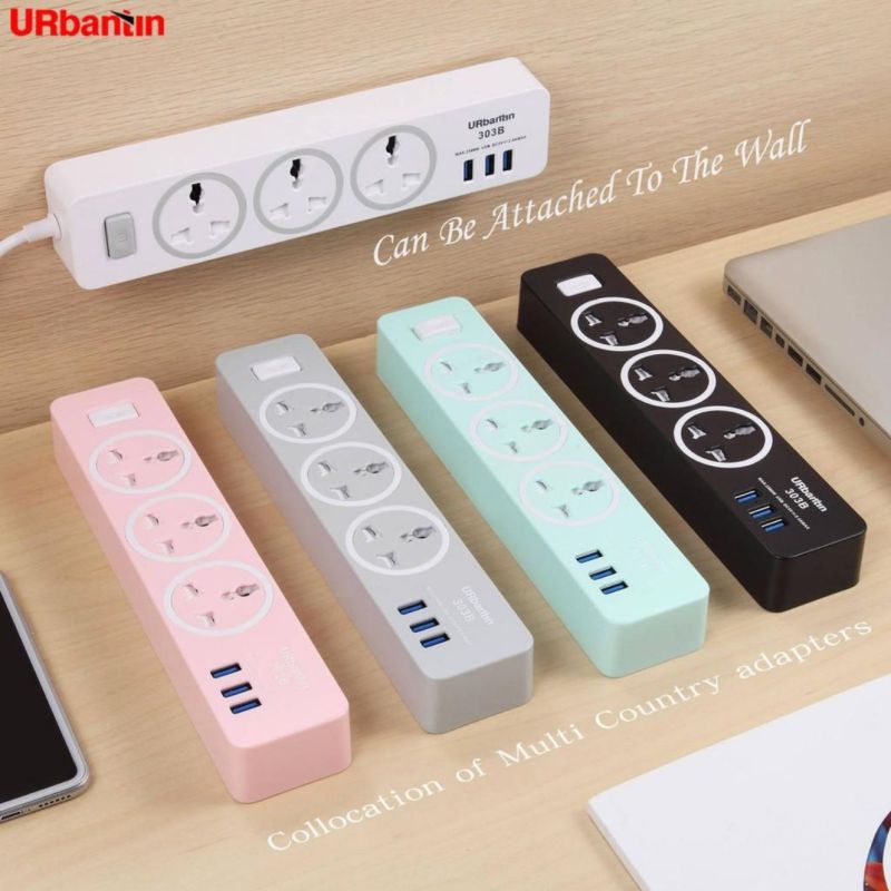 FAST Charging Stock Power Strip Universal Socket 3 USB Output 2AC & 1.8 meter SG