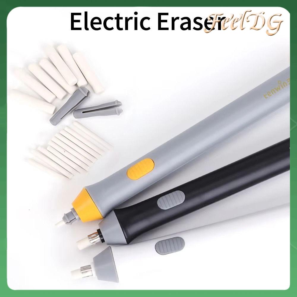 FEELDG 1Pcs với các đệm cao su Tẩy điện cao su Có thể điều chỉnh Chạy bằng pin Tẩy bút chì Bền bỉ Tẩy vẽ Đồ dùng học tập