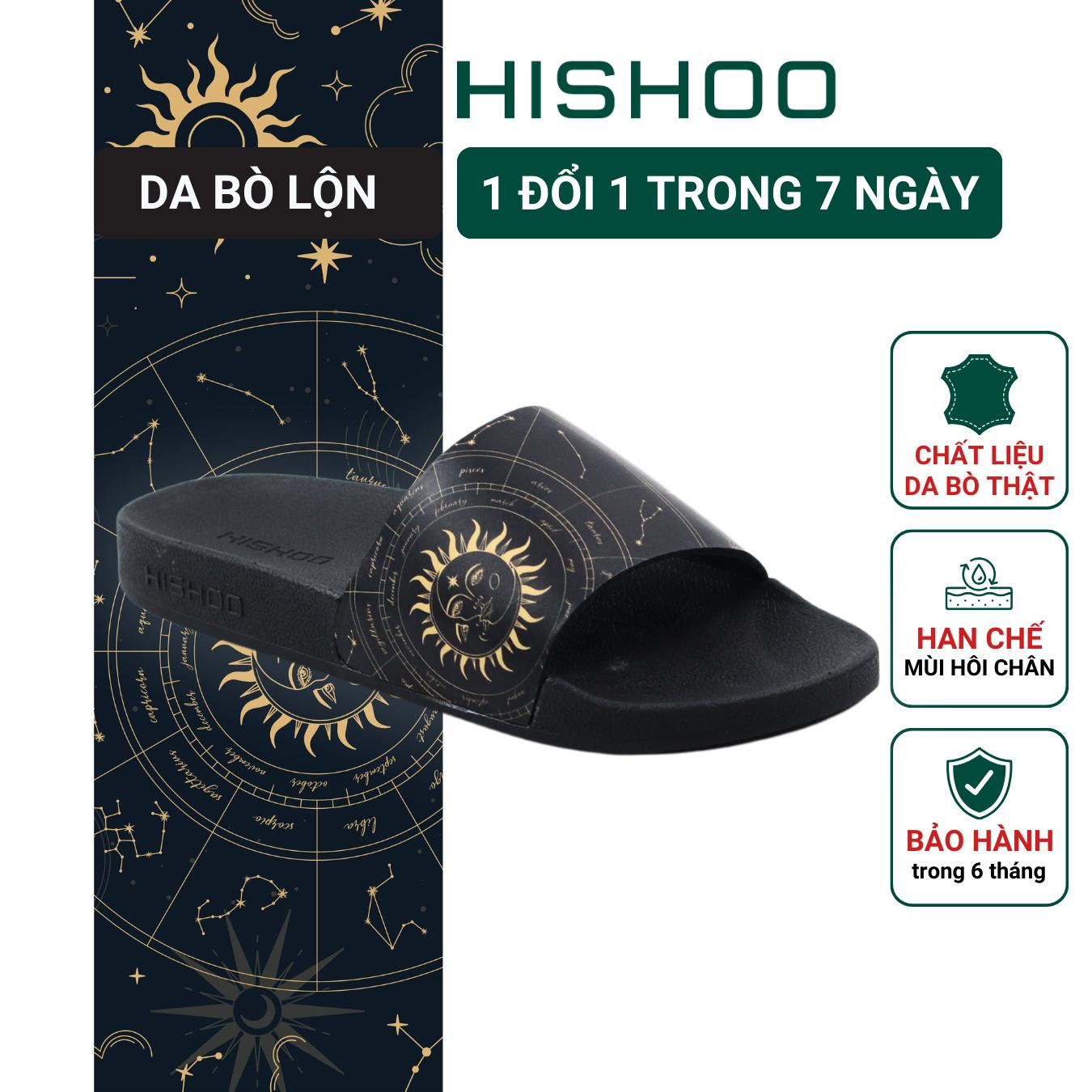 Dép quai ngang slipper Tiểu Chòm Sao cao cấp nam, nữ HISHOO siêu nhẹ da Bò thời trang 36-45 U113