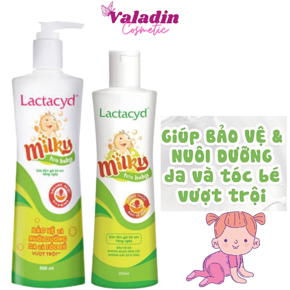 Sữa tắm gội cho bé LACTACYD Milky For Baby 500ml - 250ml