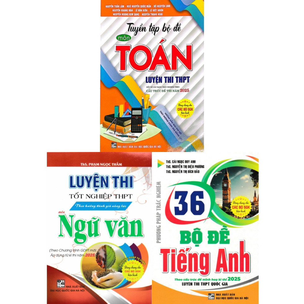Sách - Combo Tuyển Tập Đề Thi THPT Môn Toán - Văn - Anh Năm 2025 (Bộ 3 Cuốn) - HA