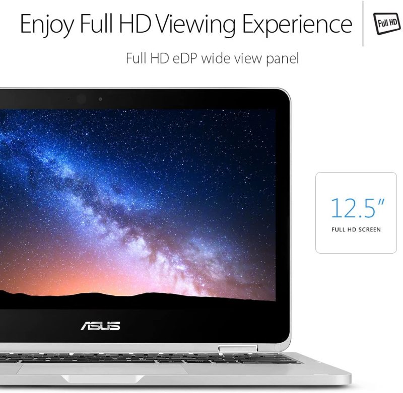 ASUS Chromebook Flip C302 2-In-1 Laptop- 12.5” Full HD 4-Way NanoEdge Touchscreen, Intel Core M5, 4GB RAM, 64GB Flash Storage, All-Metal Body, Backlit Keyboard, Chrome OS