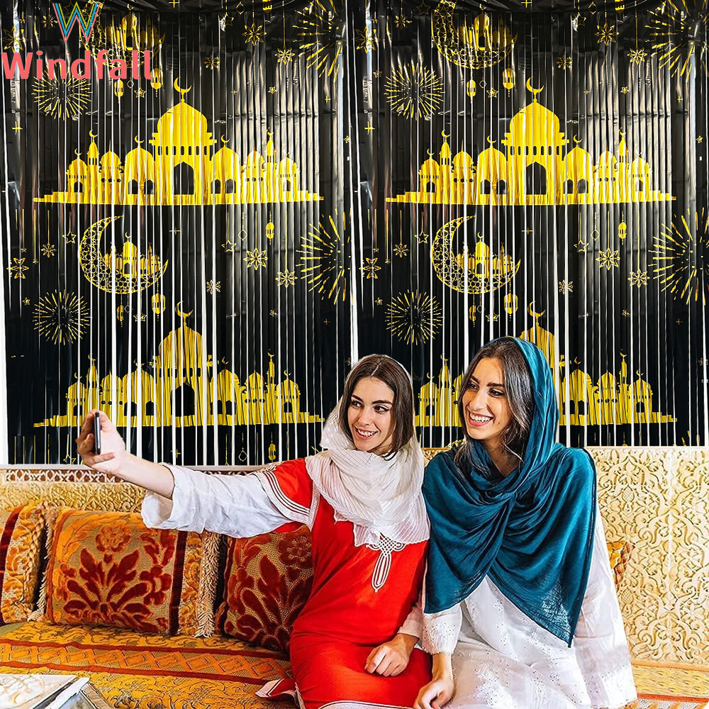 Sigomay 1x2m EID mubarak trang trí lá rèm cửa mubarak trang trí tiệc tường đạo cụ chụp ảnh