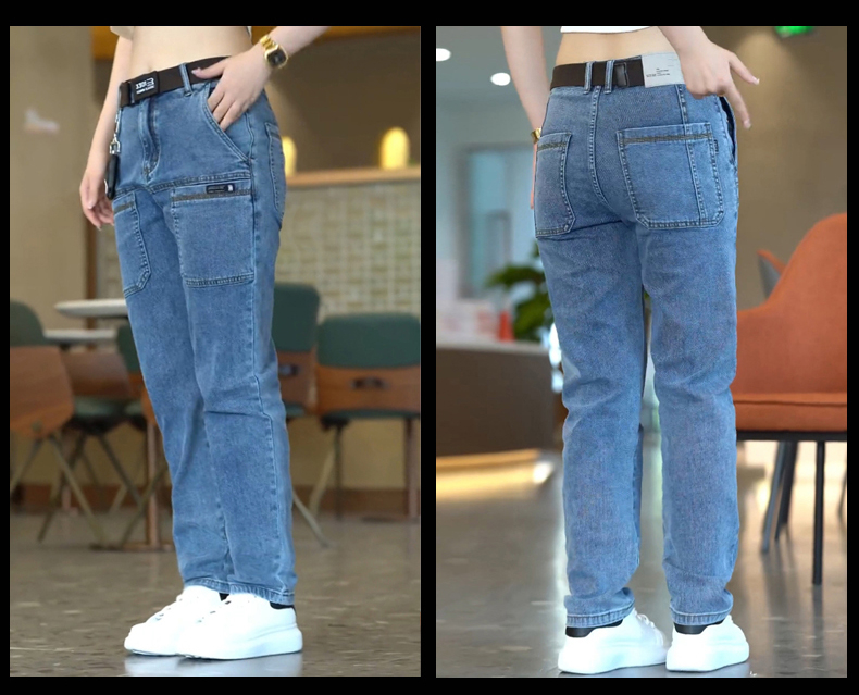 [lsdj] 2023 New Men's Slim Jeans Stretch Skinny Multi Pocket Fashion Designer Denim Trousers Male Brand Clothes Pants Streetwear · v2