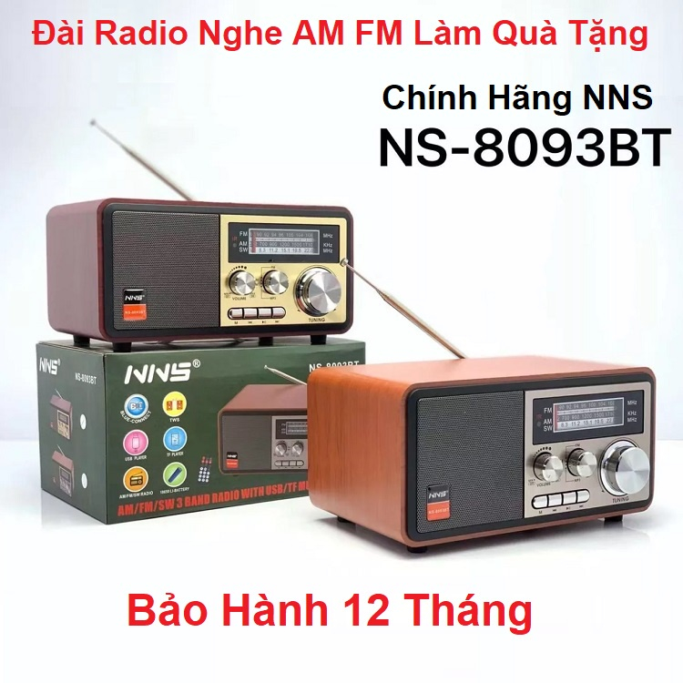 Đài Radio Cỡ Lớn Thiết Kế Hoài Cổ -Vỏ gỗ -Bắt 3 Băng tần Fm/Am/Sw-️ Nghe nhạc Usb-Thẻ nhớ-Bluetooth Pin Sạc NNS 8093BT