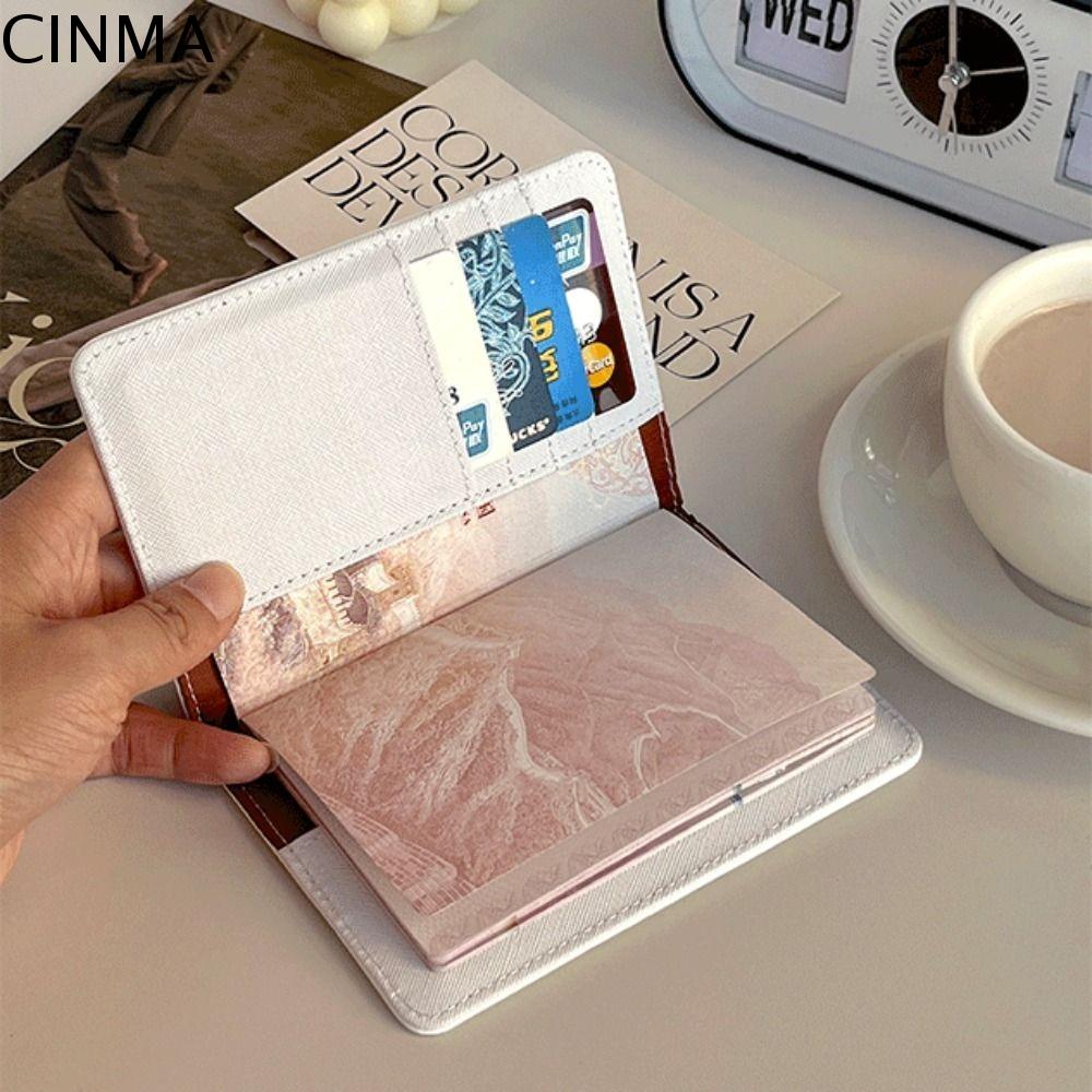 CINMA Thư mục vé Bao hộ chiếu hình gấu bơ Đa chức năng Hộp đựng thẻ Kẹp hộ chiếu hình gấu Thời trang Ví du lịch Túi đựng Hộ chiếu bằng da Nam