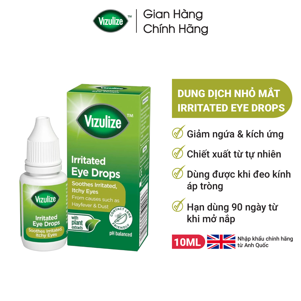 Dung Dịch Nhỏ Mắt Vizulize Irritated Eye Drops 10ml - Giảm Ngứa &amp; Kích Ứng Mắt