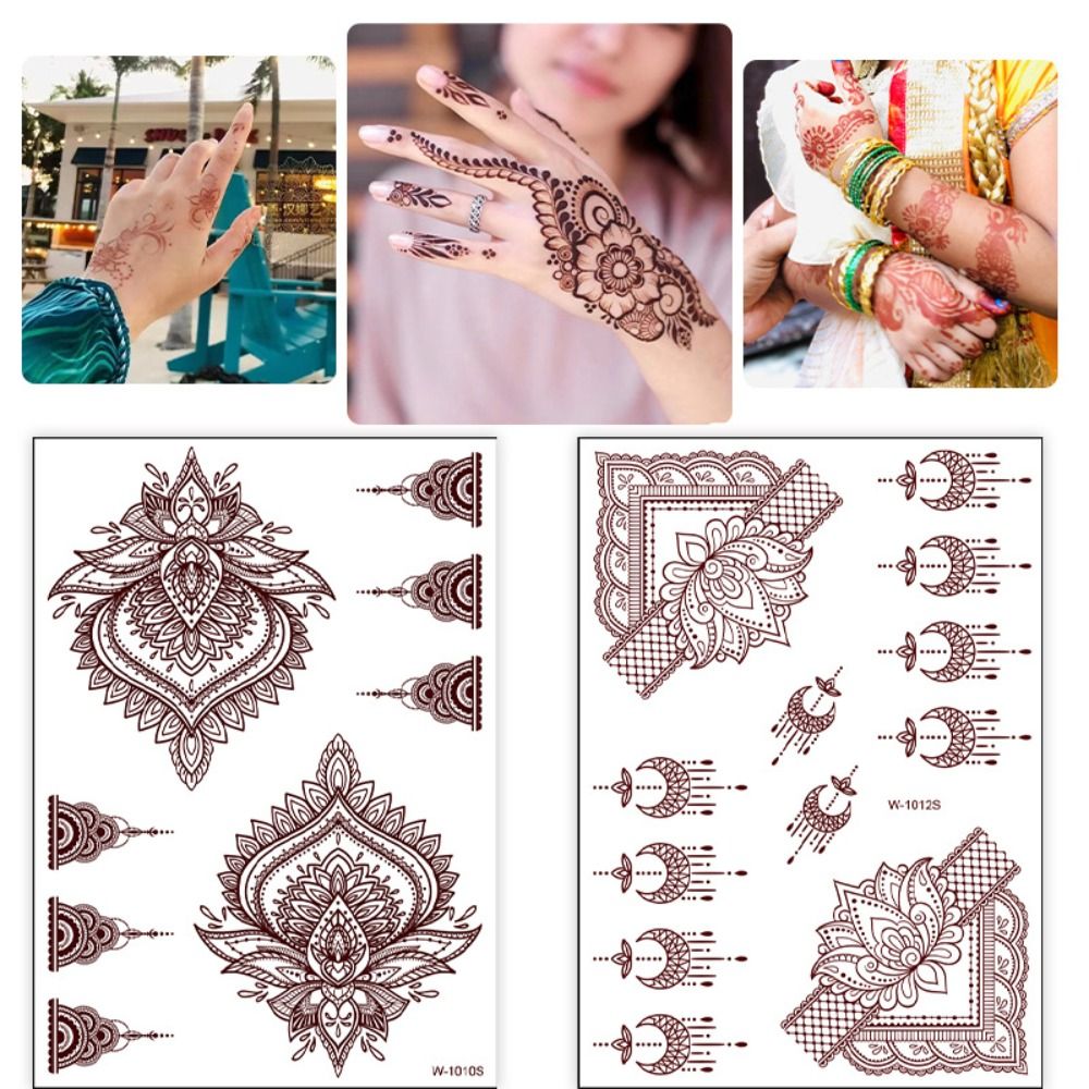 Mehndi Henna Stickers Tattoos Stencils Reusable