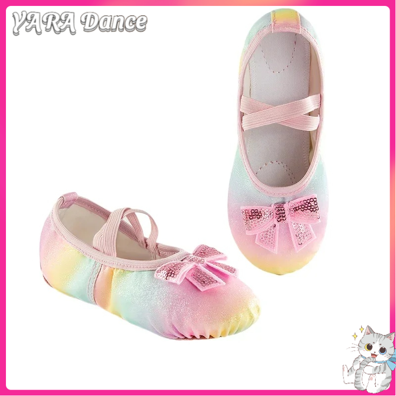 Giày Ballet YARA cho bé gái, giày nhảy có đế tách, giày tập cho trẻ nhỏ, giày phẳng mềm nhẹ, dây thun co giãn, nhiều màu sắc