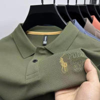 IELGY Summer polo shirt embroidered lapel breathable short sleeved top