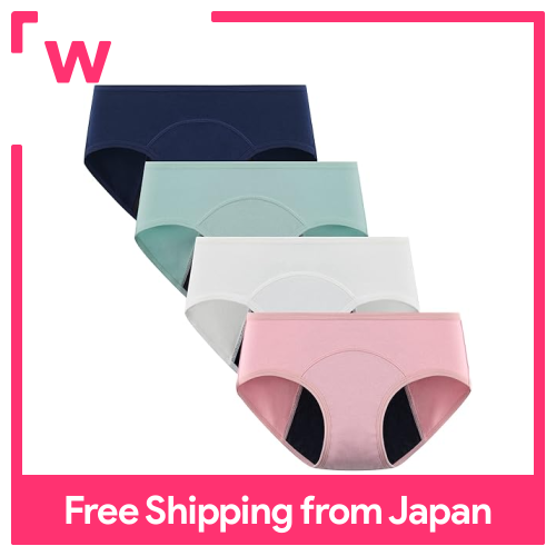 Popkok] [popkok] Bộ đồ lót bé gái cotton quần lót vệ sinh cho bé gái quần lót bên trong 4 gói (màu xanh dương đậm/Xanh nhạt/trắng/hồng, 160)