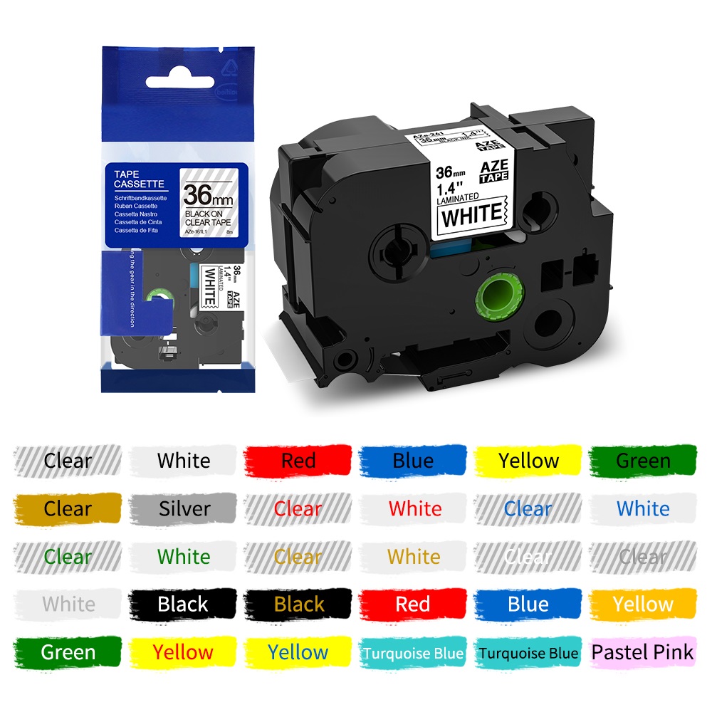 【Tech-savvy】 TZe261 36mm Standard Laminated Tape Big Size Label Tape Compatible for Brother P-touch Label Tape 36mm for PT-P950W PT-9600 9800