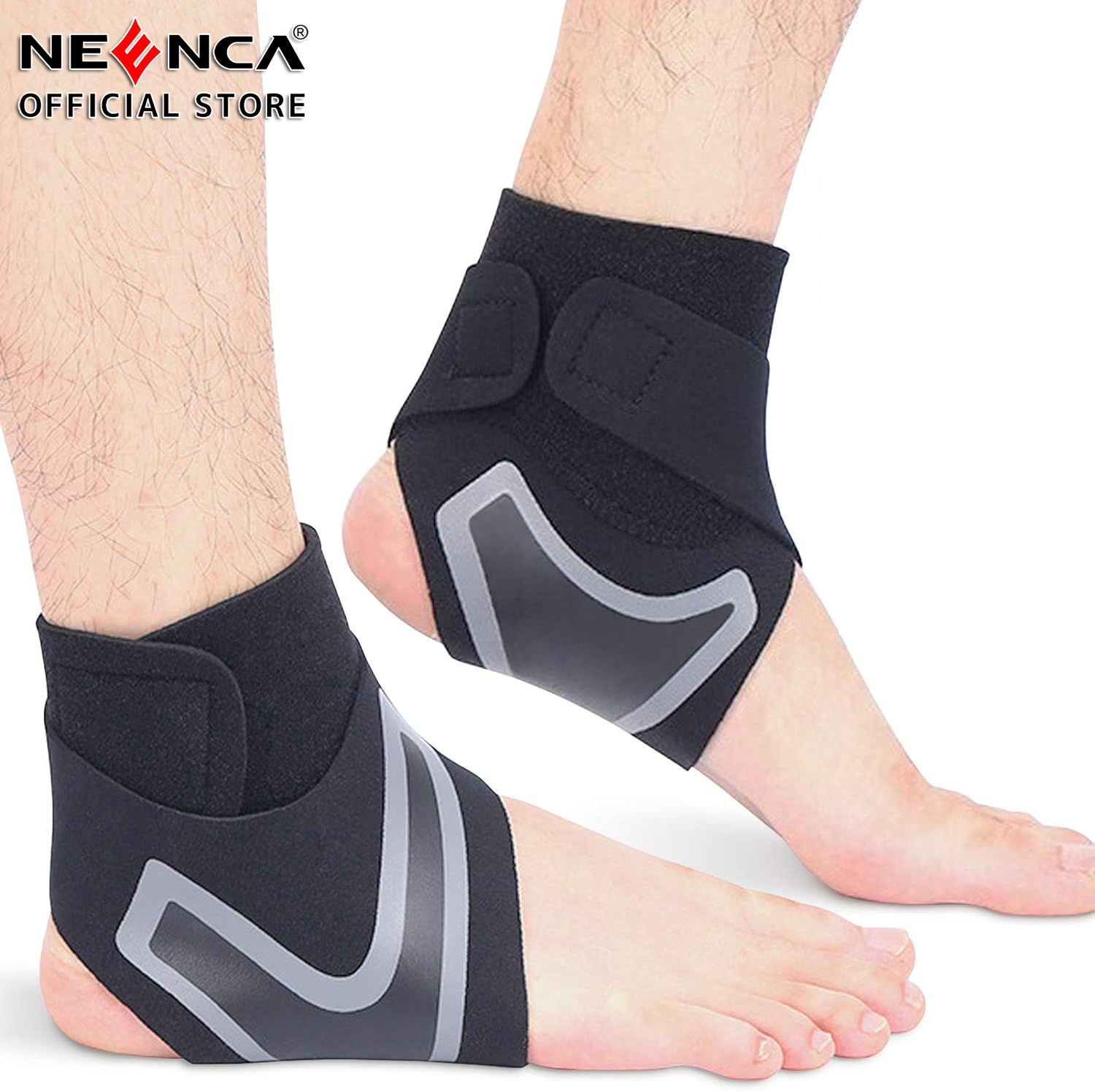 Neenca hỗ trợ mắt cá chân (2 gói) plantar x Bọc bó mắt cá chân hỗ trợ mắt cá chân cho nam nữ, chất liệu neoprene thoáng khí ống bọc chân | Chân đau, vòm gót thúc đẩy Relief | chạy, tập thể dục, bóng rổ