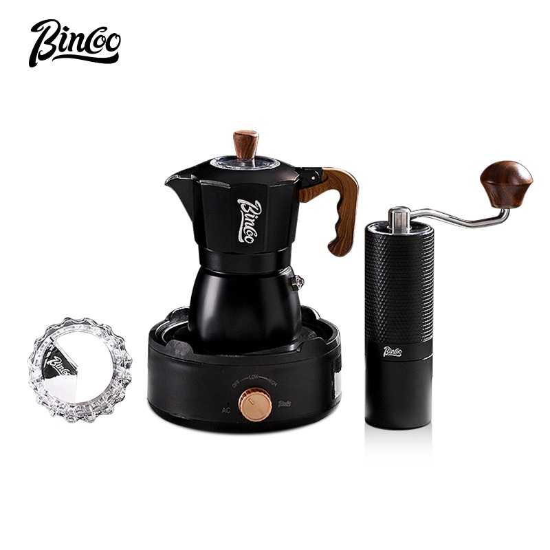 BINCOO Dual-valve Moka Pot Home Electric Stove Brewing Coffee Pot Small Espresso Hand-ground Coffee Maker Set ราคา 1,601 บาท*ส่งฟรี
