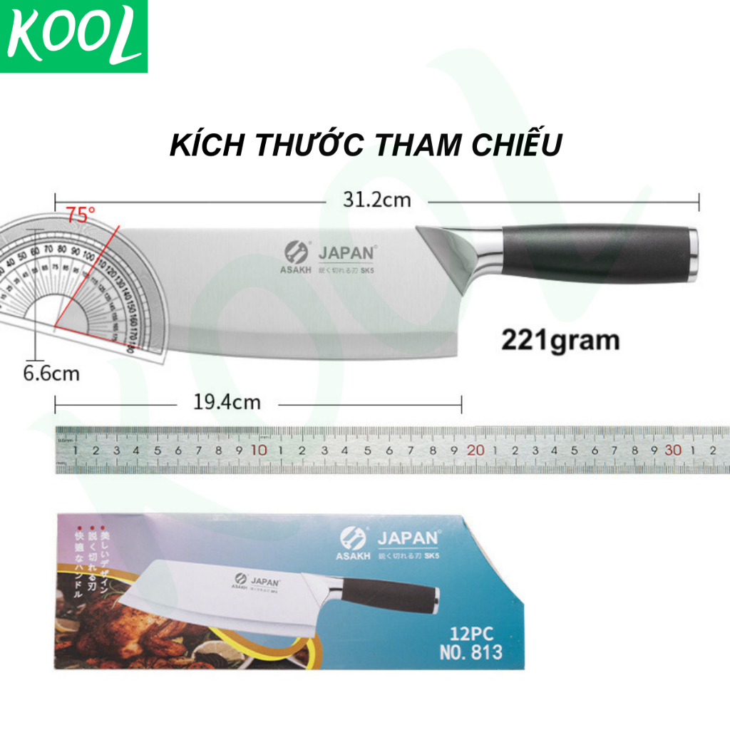Dao làm bếp vuông của Nhật dao thái thịt dao cắt thịt RB01813 - KOOL ASAKH