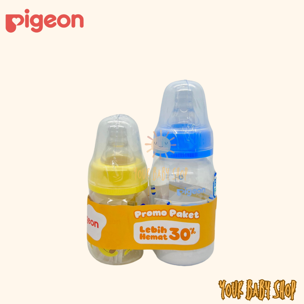Botol Dot Susu Bayi Pigeon Bundle isi 2 Slim Neck Peristaltic Ulir Newborn Baby Bottle PP BPA Free